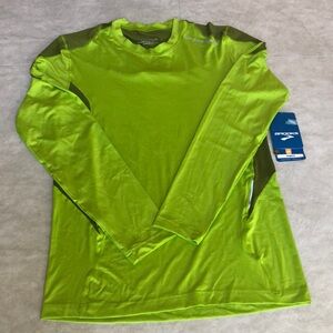 Brooks Men's Equilibrium Long Sleeve Running Shirt Lightweight Lime Green Size M